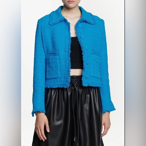 Proenza Schouler White Label Cropped Tweed Jacket Blue size 8 - Picture 6 of 13